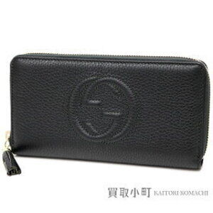 Gucci Soho Leather Zip Wallet Black Interlocking GG Stitch Tassel
